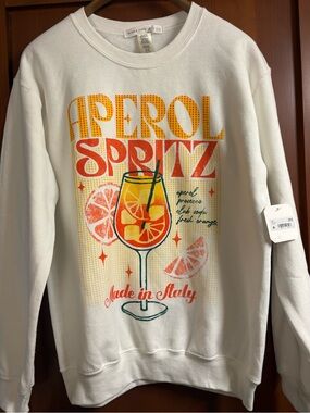 NWT Altar'd State Aperol Spritz Graphic Sweatshirt White XS